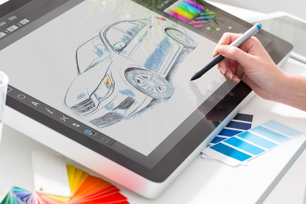 Graphic design con tablet da disegno