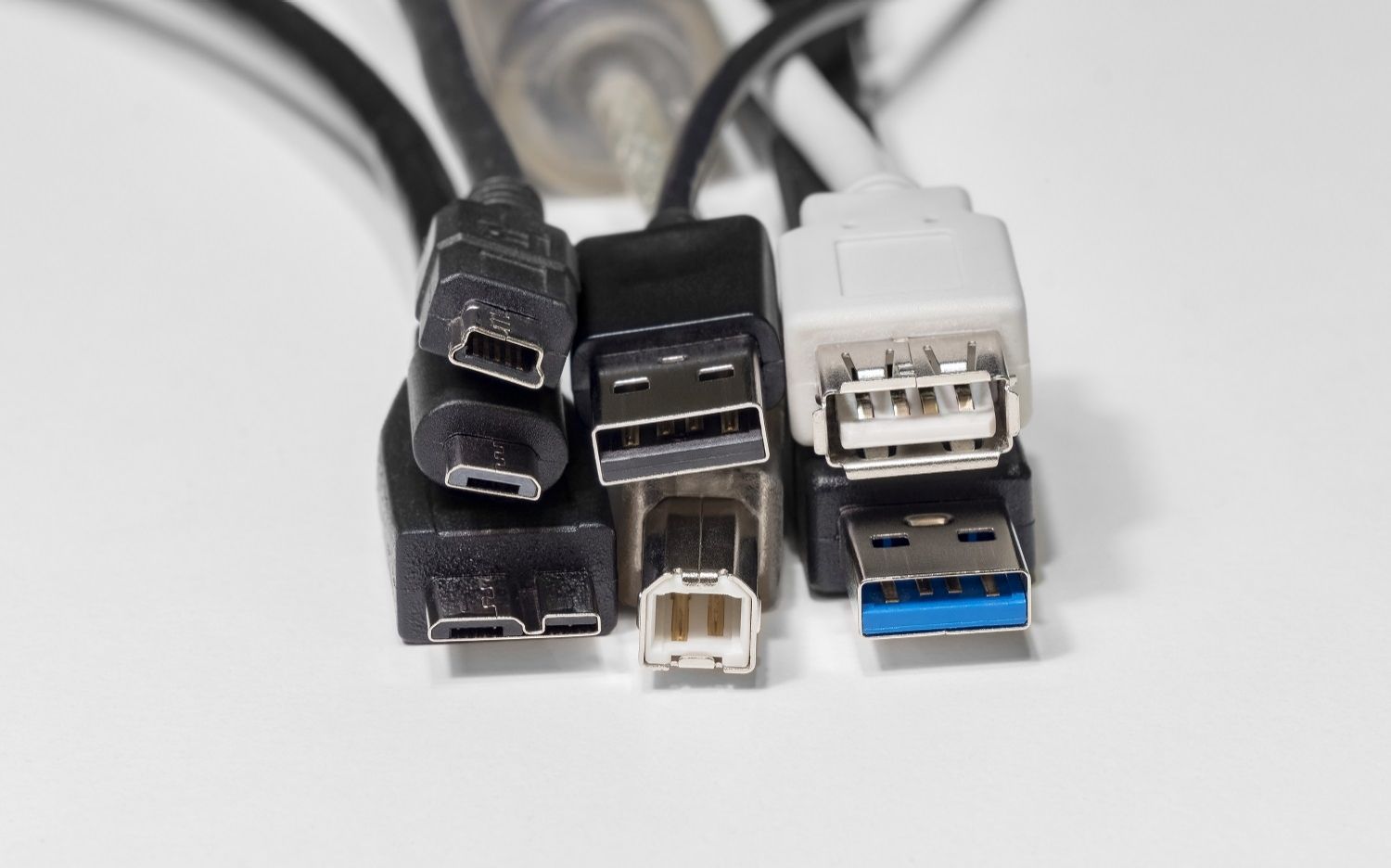 Una varietà di connettori del cavo con fattori di forma differenti