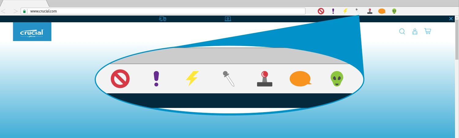 Un’illustrazione delle estensioni per browser nella finestra di un browser